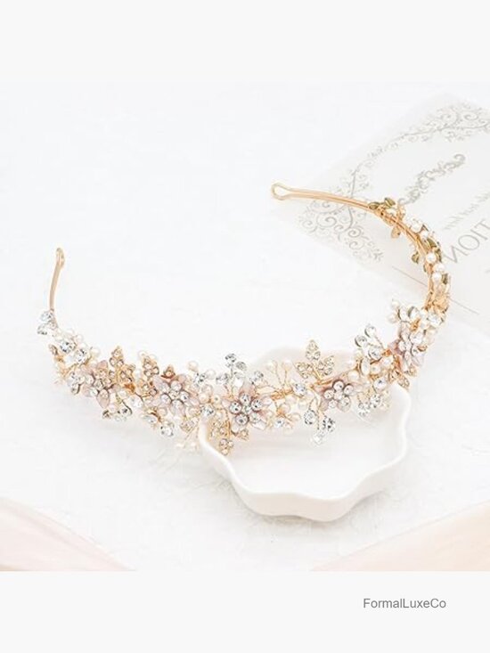 Pearl Crystal Floral Wedding Headband Hair Accessory Bride Party Prom